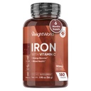 WeightWorld Iron Supplement 65mg - z witaminą C 125mg - 180 tabletek wegańskich (6 miesięcy dostaw) - Delikatny suplement żelaza karbonylu dla kobiet i mężczyzn - Energy Booster & Heath - Non-GMO & Gluten- Free