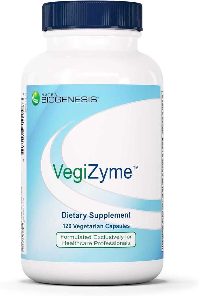 Nutra BioGenesis VegiZyme - Enzymy Żywieniowe dla Kobiet i Mężczyzn, Pokarm i Wsparcie Żywieniowe, Wegetariański i Wegan- Przyjazny Suplement do Zdrowia i Komfort - 120 Kapsułki