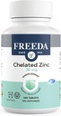 Freeda Chelated Cynk 30mg - TRAACS ® Cynk Bisglicynian do Wysokiej Wchłaniania - Wegan, Kosher, Delikatność na Stomach - Wsparcie immunologiczne dla dorosłych, Mężczyźni i Kobiety - 250 małych tabletek