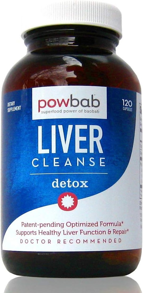Powbab Liver Cleanse Detox. # 1 Patent- Oczekiwanie na optymalną formułę naprawy. Liver Md Focus Research with Organic Baobab, Beet Root Powder, and Goji. Beats Milk Thistle Silymarin & Dandelion (120 kapsułek)