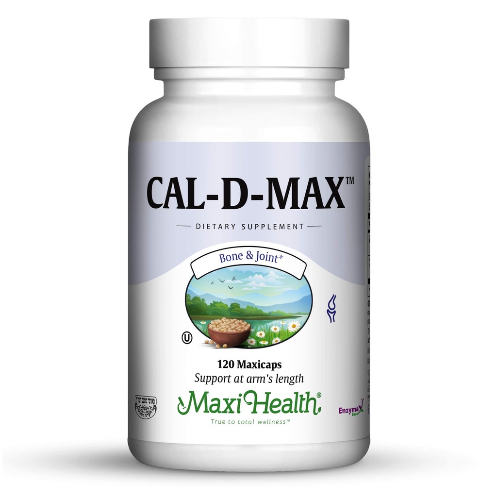 Maxi Health Cal- D- Max - Cytrynian wapnia - z witaminą D3 - Wsparcie dla kości - 120 Kapsułek - Kosher