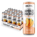 Optimum Nutrition Amino Energy Sflaging Hydration Drink, Electrolytes, Kofeina, Amino Acids, BCAA, Sugar Free, Peach Bellini, 12 Fl Oz, 12 Pack (Packaging May Vary)