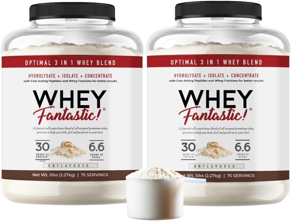 3- in-1 Proszek z białka serwatkowego Nieflawowany 2 x 5lb - 30 g białka z serwatkowego hydrolizatu, izolacja i koncentrat na porcję - Non-GMO, Soyfree, Sugar- Free - 126 Służenie