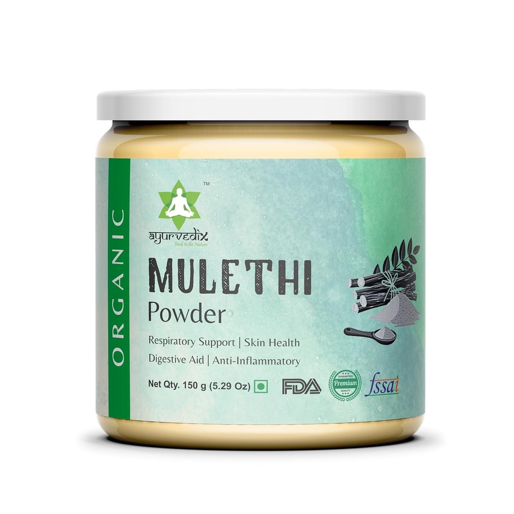 Organiczne Licorice Root Powder Muleti Proszek, Ziołowy Suplement do Wsparcia Zdrowe Stomach Lining i Trakt trawienny - Nie GMO, Gluten Free- Glycyrrhiza Glabra - 150gm / 5.29oz