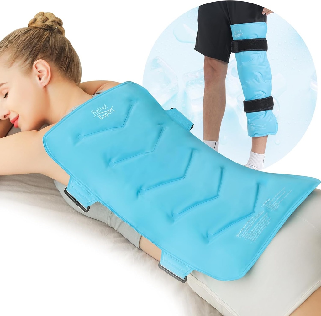 Relief Expert XXL Full Back Ice Pack Wrap, (13 "x21") - wielokrotnego użytku Ice Wrap for Back Discomfort i Musclar Fatigu- Cold Compress Therapy Gel Cold Pack for Full Body, Hip Leg - Niebieski