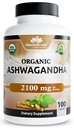 NaturaLife Labs Organic Ashwagandha 2100 mg na porcję - Root Powder & Extract - 100 Kapsułek - Vegan, Non-GMO, Gluten- Free