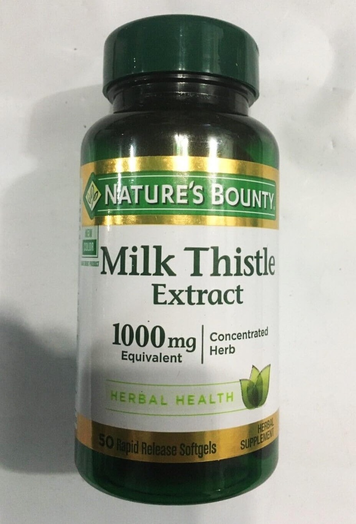 Nature 's Bounty Milk Thistle 1000mg, Herbal Health Supplement, Daily Supplement, Gluten Free, Rapid Release Softgels, 50 Ct