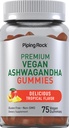 Piping Rock Ashwagandha Gummies Supplement EVE 124; 75 Count EVE 124; for Women and Men EVE; Tropical Flavor EVE 124; Vegan Formula EVE 124; Non-GMO, Gluten Free