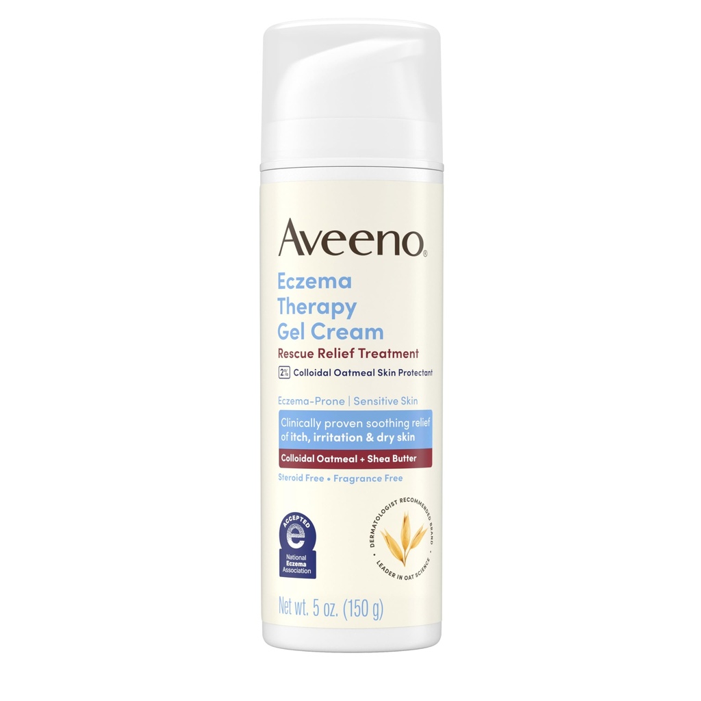 Aveeno Eczema Terapia Rescue Leczenie żel Krem z Colloidalny Owsianka Owsianka Chroniąca skórę, Natychmiast łagodzi i chłodzi Swędzacza Sucha Skóra Flare- Ups, Steryd & Zapach Wolny, 5.0 fl. oz