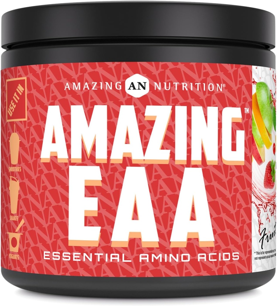 Amazing EAA Essential Acids Amino Acids 124; 8 Grams EAA 's Per Serving Assistance 124; 30 Serws Assistance 124; 330 Grams Powder Supplement Acids 124; Made in USA (Natural Fruit Punch)
