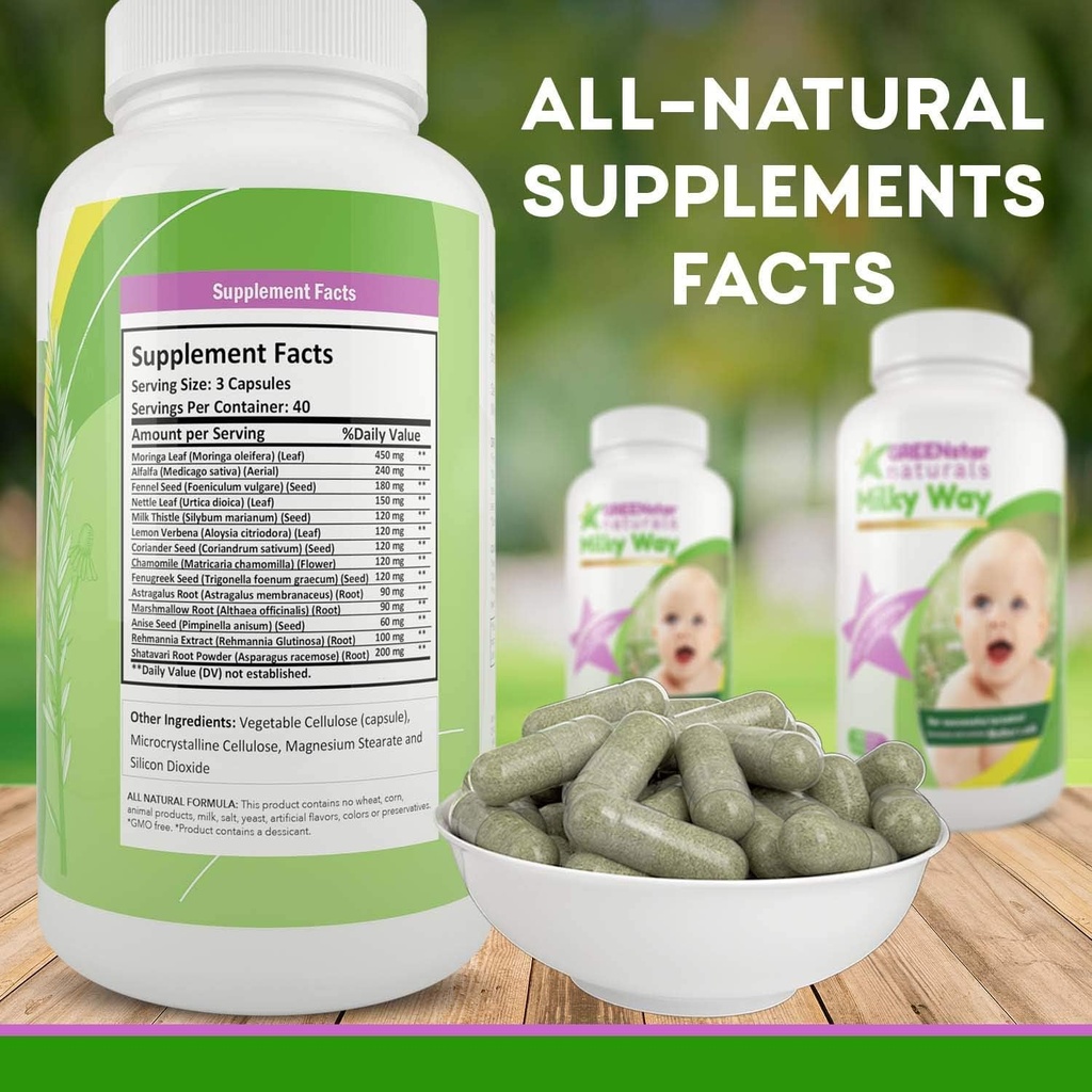 Karmienie piersią Suplement Laktacja Wsparcie dla Zwiększonego Mleka Piersi, Suplement Laktacji Kapsułki z mlekiem Thistle Organic Nasienie kozieradki, Mleko piersi Pokwitalna Witamina dla matek.