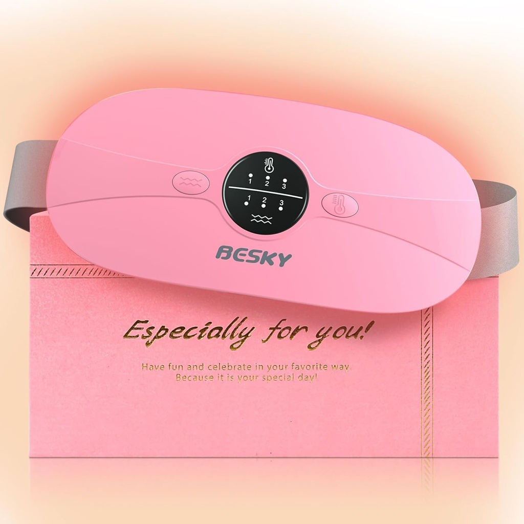 Besky Ogrzewanie Pad dla krabów epoki, bez kordu Menstrual Ogrzewanie Pad, Ogrzewanie Pads z 3 Poziomy ciepła i 3 Mody Masaż, na plecy lub okres ulgi, Najlepsze prezenty dla niej, Kobiety i dziewczyna (różowy)