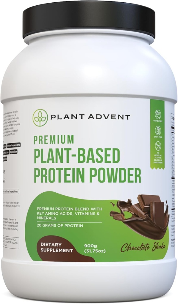 Proszek z białka bazujący na plantacji Premium - 100% wegan, bez sztucznych aromatów, bez glutenu i bez kremu (2 funty, shake czekoladowy)