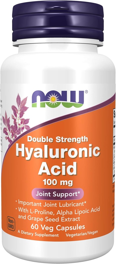 3 Butelki Now Foods, kwas hialuronic 100MG 2X Plus 60 CAPS