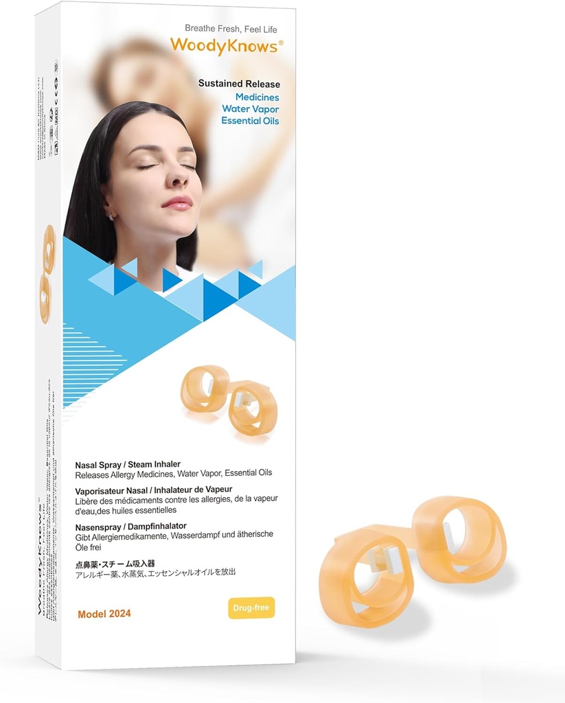 WoodyKnows Nasal Spray / Steam Inhaler, Nowy Model Generic Nose Spray Urządzenie do łagodnego, Komfortowe, Długoterminowe Diffusion Oil Diffuser Przenośny Esencjonalny (L 3Pack)
