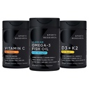 Badania sportowe 1250 mg Omega 3 Beztłuszczowy olej rybny - Dziki Pollock Alaskan - (90 Hrabia), Witamina C 1000mg (240 Han) + Wegan 5000iu Witamina D z 100mcg Mk7 Witamina K (60 Han)