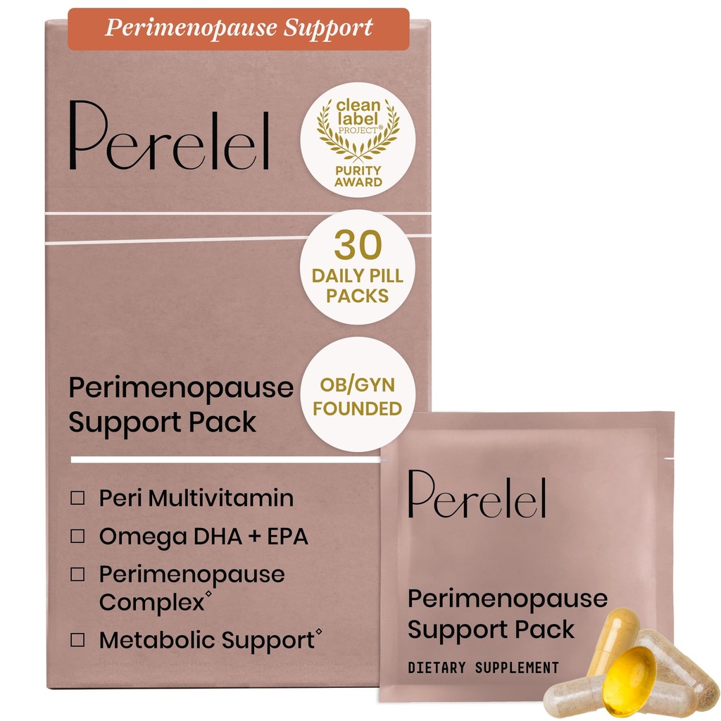 Perelel Peri Support Pack, Perimenopauza Witaminy dla Kobiet, dla Women Nutrition Support & Ogólne Wellness, Soy & Gluten Free, Nie GMO, 30 Daily Pill Packs
