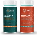 iwi Omega-3 Sport & Vegikrill Omega-3 Bundle, 30 Służenia, Wegan Plant-Algae Omega 3 z EPA + DHA, Kryll & Fish Oil Alternative, No Fishy Aftertaste