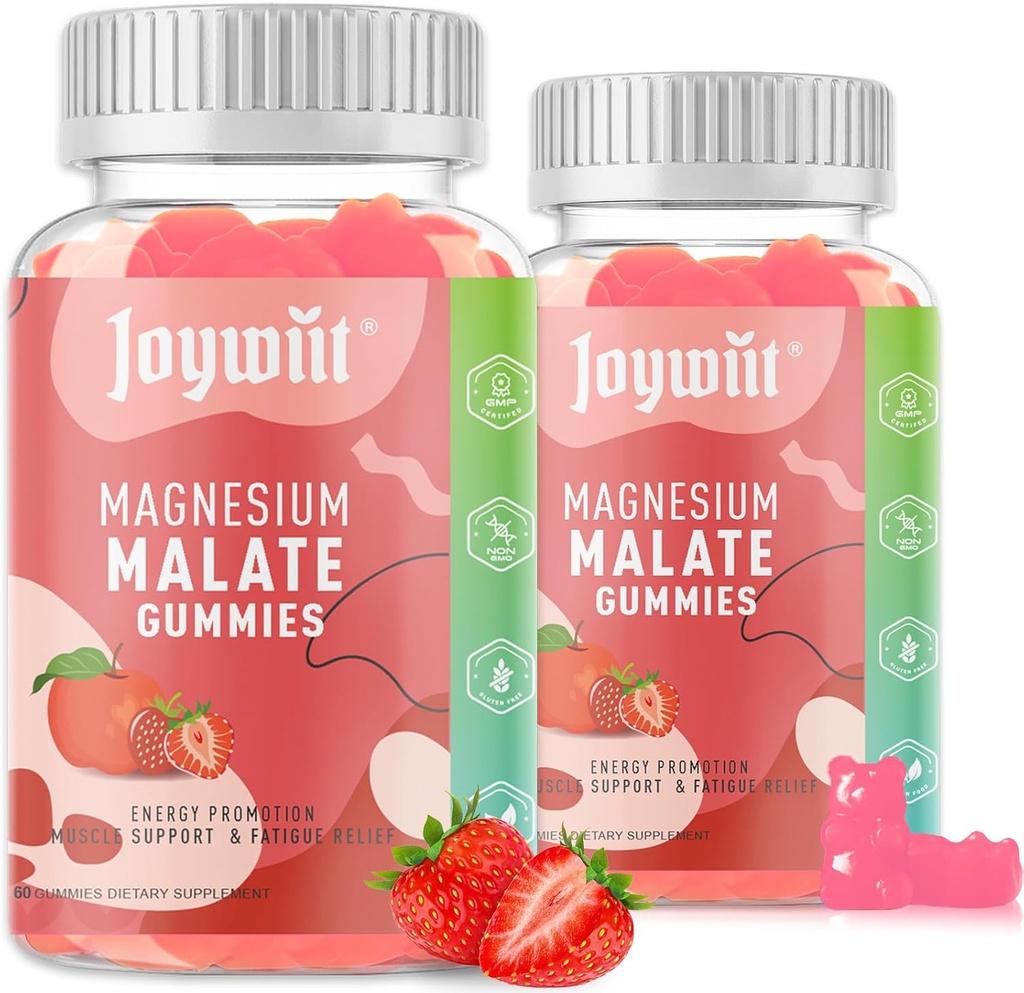 Magnezu Malate Gummies 1000mg Agregat 124; Magnezu Malate Supplement with L- Theanine, CoQ10 & Witamina B6 Agregat 124; Wysokiej mocy Stress Relief & Muscle Support Agreef 124; Non-GMO, Wegan, Gluten- Free Agregat 124; 120 Gummies
