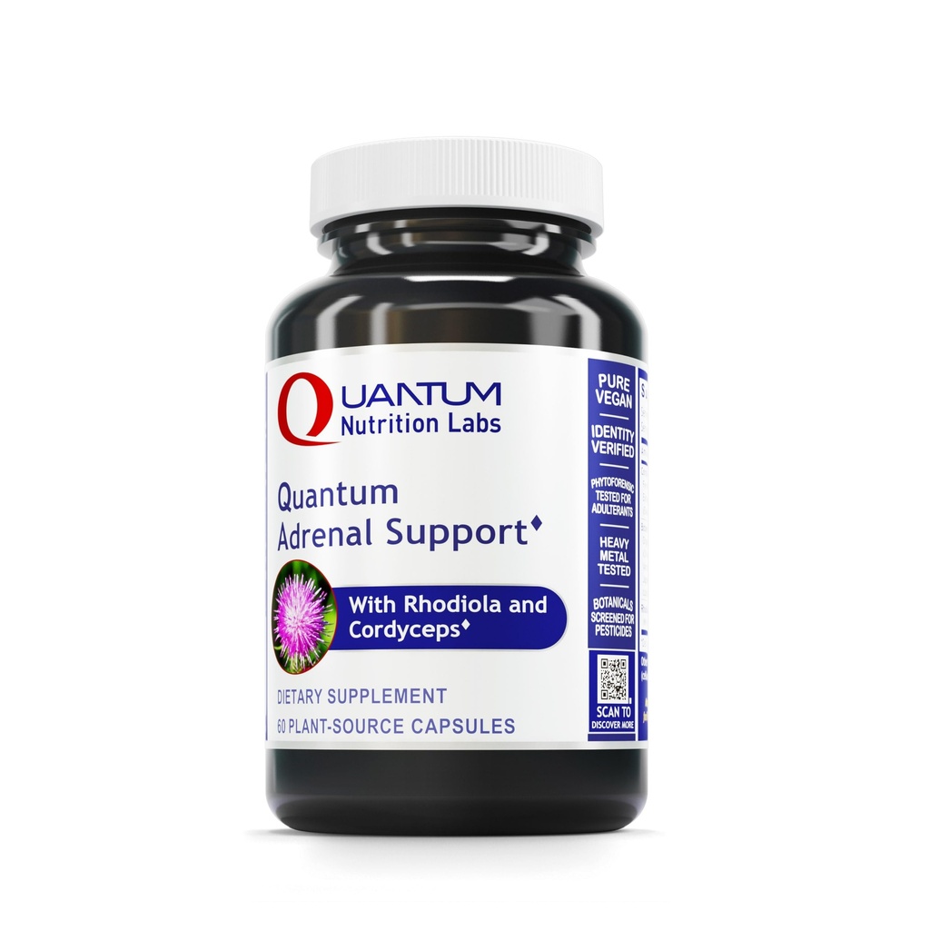 Quantum Nutrition Labs Quantum Adnerk Support - Adrenalne środki wspomagające zdrowie, Wsparcie dla Zmęczenia i promowania uspokojenia, Adrenalna Gland Vitamin, Rhodiola Rosea, Organic - 60 Kapsułki wegetariańskie