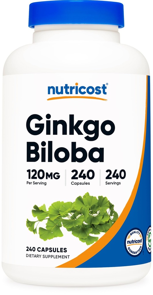 Nutricost Ginkgo Biloba 120mg, 240 kapsułki - Ekstrakt Ginkgo Biloba - Gluten Free & Non-GMO