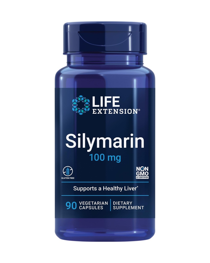 Life Extension Silymarin - Wyciąg z cieśni mleka - Wspiera zdrowie wątroby - Bez glutenu, Nie-GMO, Wegetarianin - 90 Kapsułki
