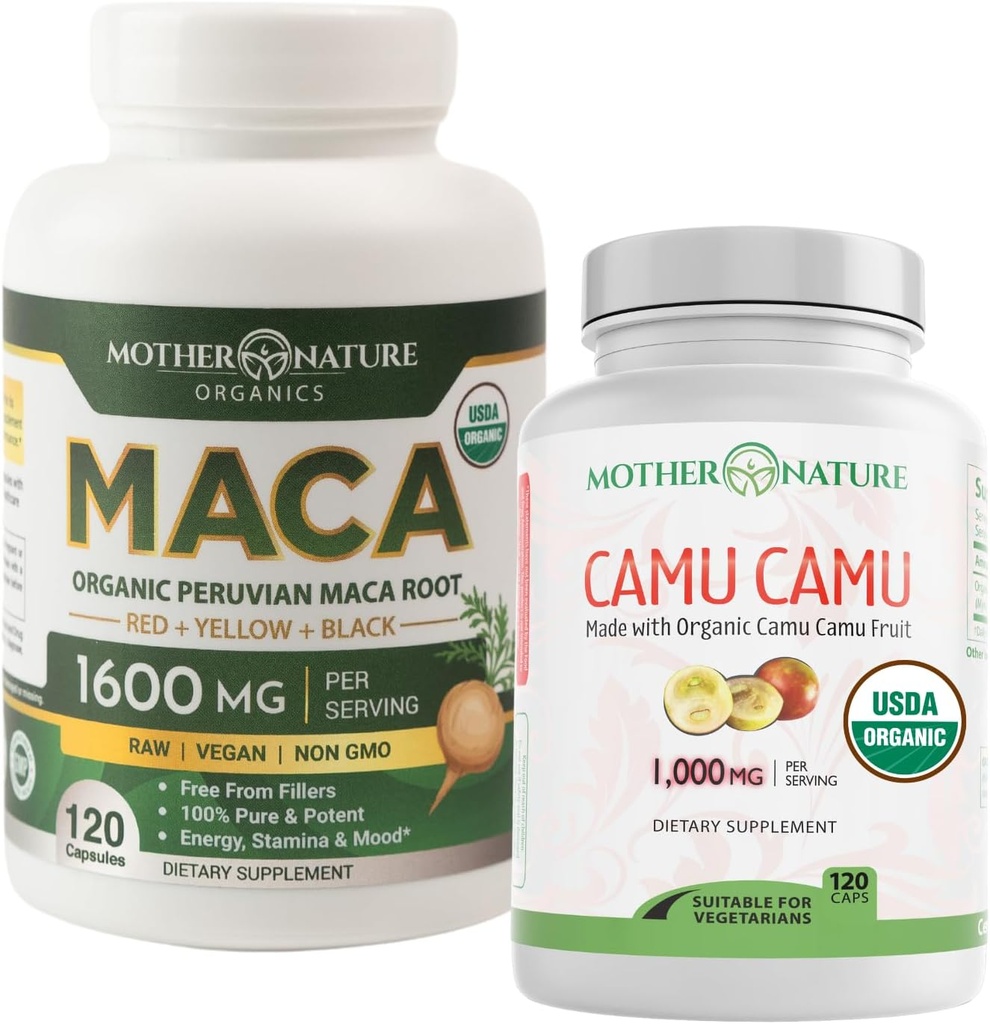 Organiczna witamina C + kapsułki korzeniowe Maca - Naturalna energia i wsparcie immunologiczne