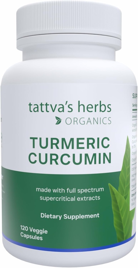 Kurkumina Turkuminowa Tattva 500 mg, Suplement Ziołowy do Wsparcia Przeciwutleniacza, Kurkumina Turkuminowa z czarnym pieprzem do zaawansowanego wchłaniania, 1 opakowanie, 120 Kapsułek wegetariańskich