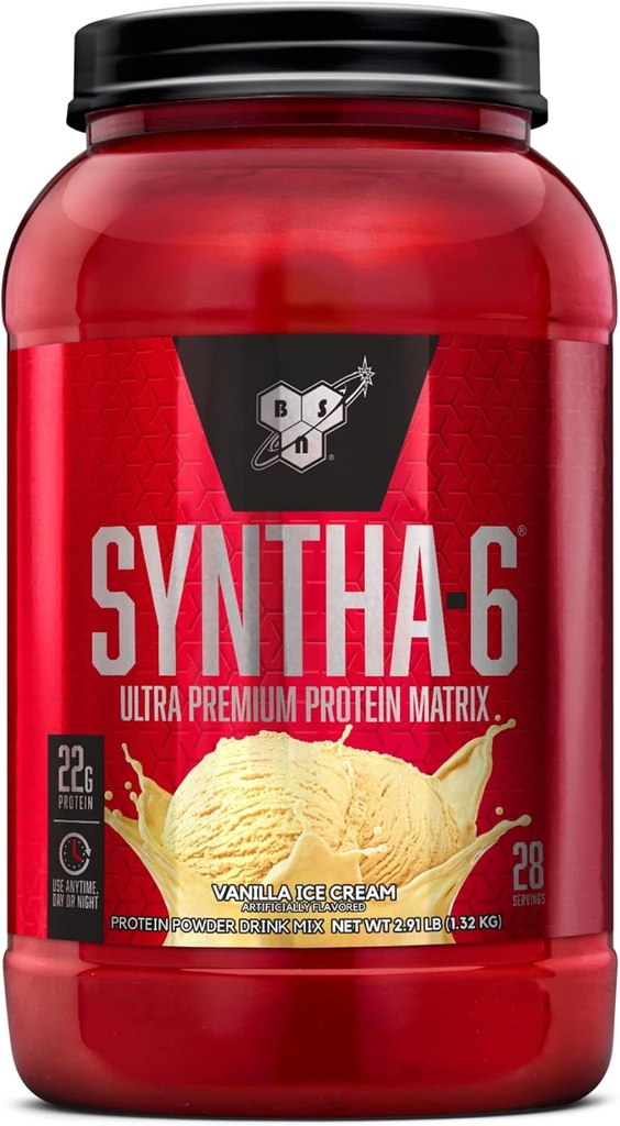 BSN SYNTHA- 6 Proszek z białka serwatkowego, Proszek z izolatu mleka waniliowego z kazeiną mikrokrystaliczną, Lody, 28 Podawanie (Package May Vary)