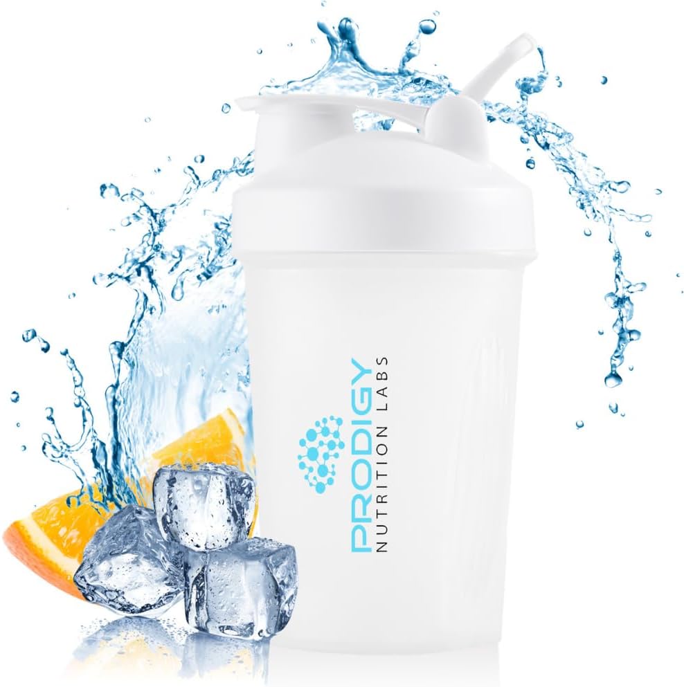 Prodigy Nutrition Labs Premium butelka shaker Idealny do shakes protein i pre Workout -14 unce (biały)