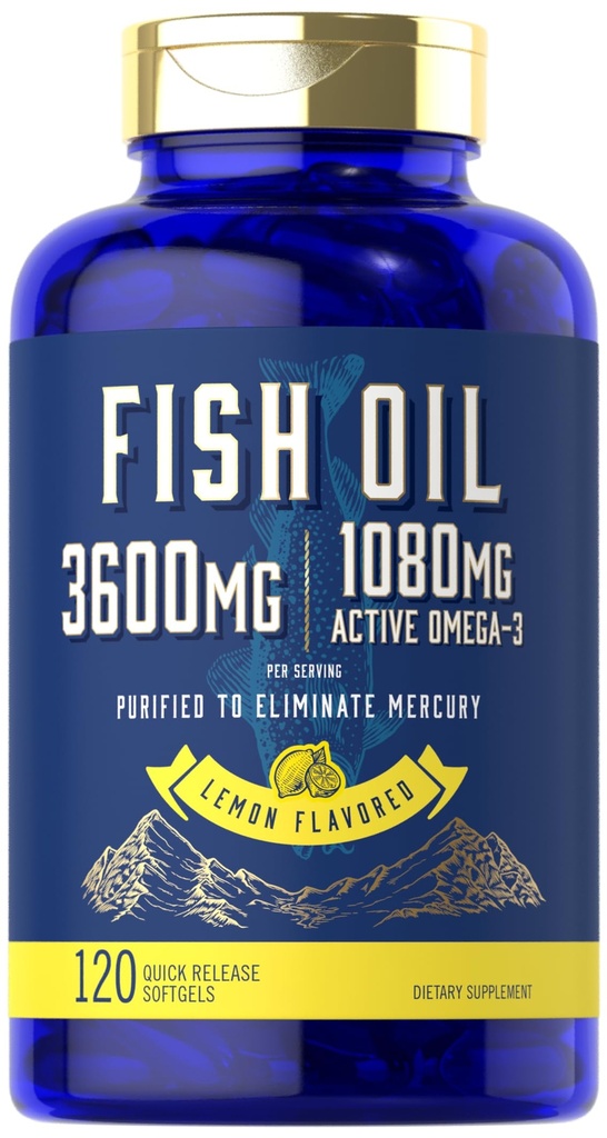 Carlyle Fish Oil 3600mg Xivy124; 1080mg Omega 3 Xivy124; 120 Count Xivy124; Non- GMO and gluten Free Supplement