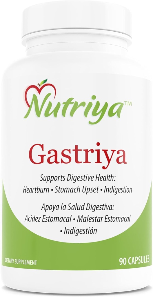 Nutriya Gastriya - Refluks Kwasu Refluks i Heartburn naturalnie, Reguluje kwas żołądkowy i wspomaga zdrową trawienie, 90 Liczba (Opakowanie 1)