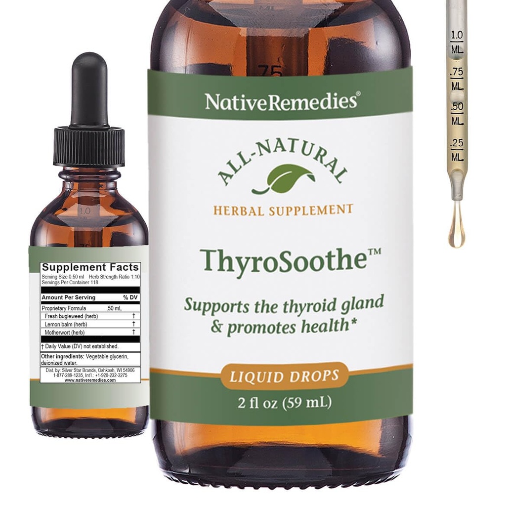 Native Remedies Thyrosoothe - All Natural Herbal Supplement łagodzi Thyroid Gland - Wspiera równowagę systemową w układzie endokrynologicznym i Thyroid Gland - 59 ml