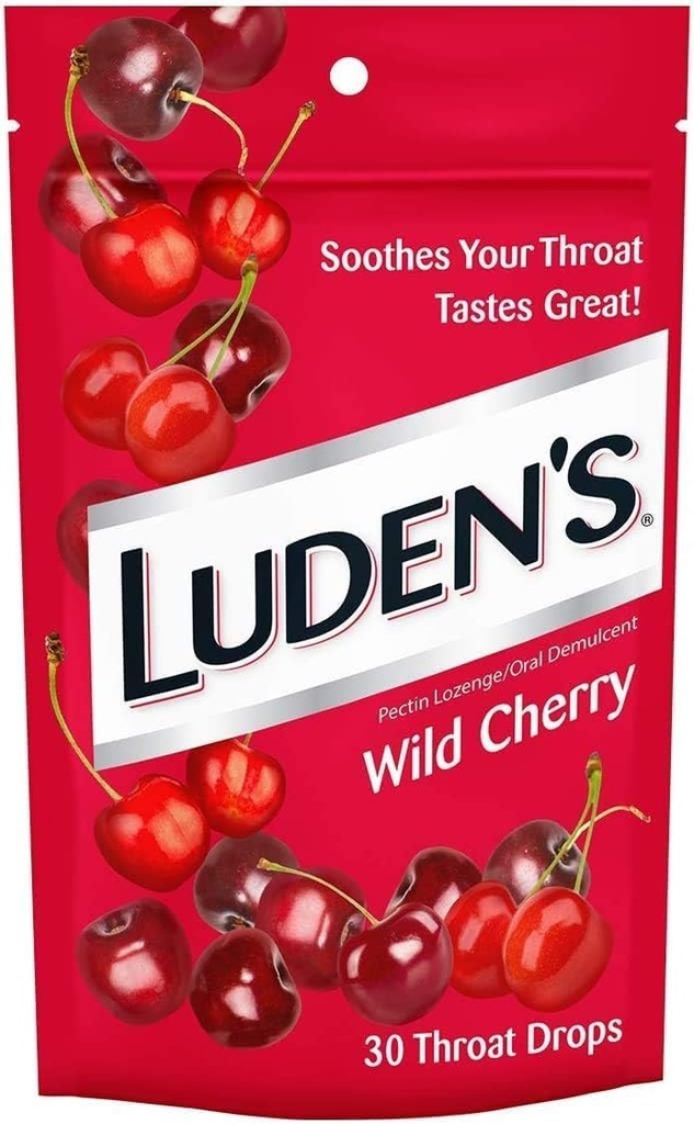 Luden 's Throat Drops Wild Cherry 30 Drops (3 PACK)