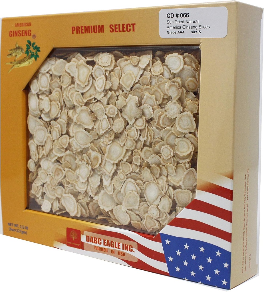 DOL American Ginseng Slices from Wisconsin (Sliced Ginseng Root Wisconsin Grown! Większość ludzi używa go do herbaty żeńszenia! Dobre dla zdrowia! 8OZ / Box