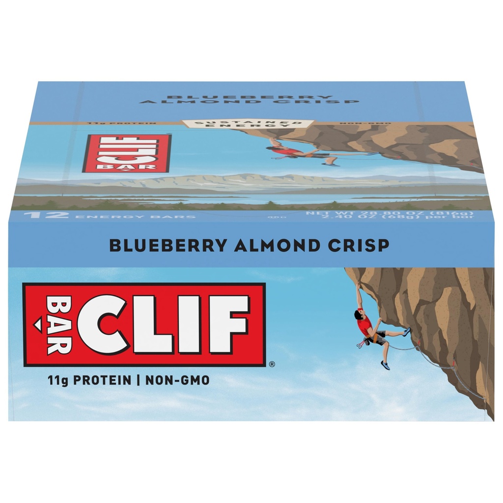 CLIF BARS - batoniki energetyczne - jagodowe Crisp - (2.4 Batoniki białkowe, 12 liczenie)