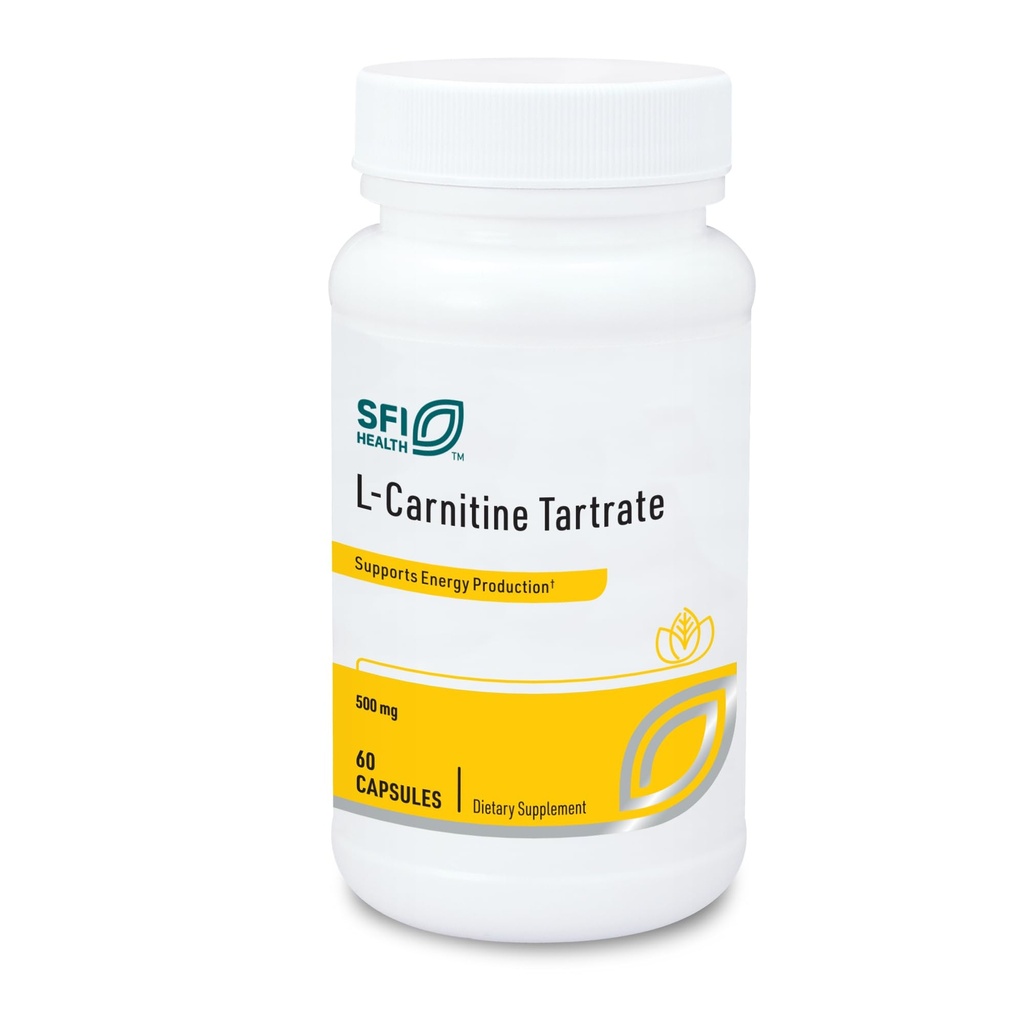 Klaire Labs SFI Health L- Carnitine Tartrate - 500 mg Acid Amino, stabilizowany L- Carnitine - No Synthetic D- Carnitine (60 kapsułki)