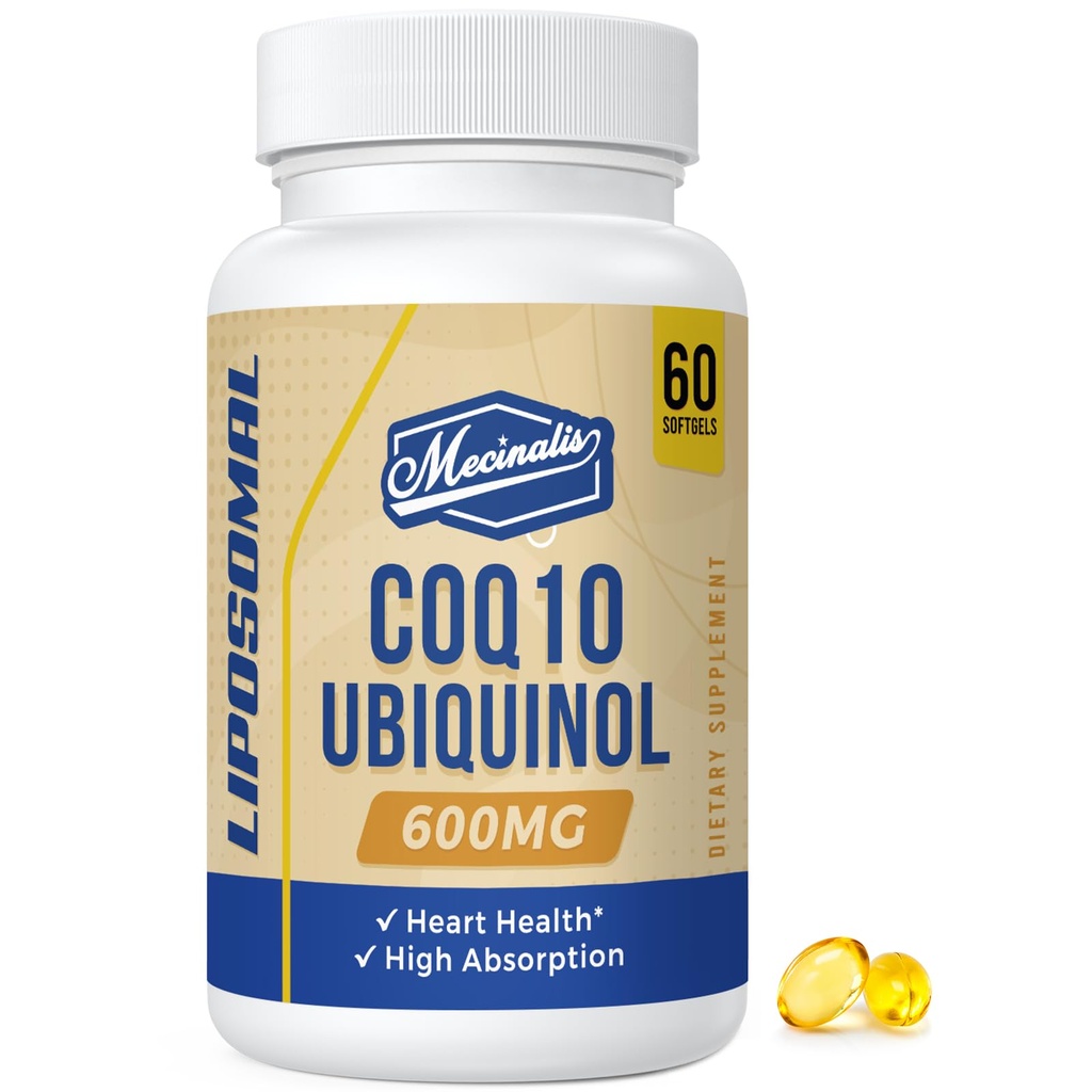 Liposomal CoQ10 Ubichinol 600mg Softgels 124; Superior Absorption Ubichinol CoQ10 Supplement Supplement Superior Ubichinol CoQ10; Potężna, aktywna postać przeciwutleniająca koenzymu Q10 124; Funkcja serca i wytwarzanie energii 124; 60 Softgeli