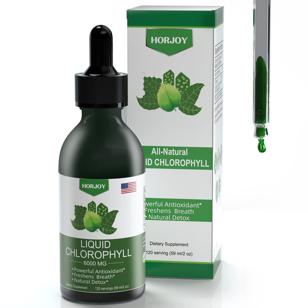 Chlorofil Płynne Krople - 100% Natural Energy Booster and Immune Support - Wewnętrzny Deodorant i Detox - Ulga chorobowa wysokości - Szybka absorpcja, Wegan & Non-GMO - 120 Słupki (Opakowanie 1)