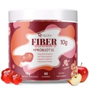 Fiber Gummies z probiotyki, 10G Fiber per Serving No Sugar Dodano Flavor jabłko, z 10 Miliard CFU Probiotyki Mieszanka, Jabłko Cydr Ocet, Witamina C, Inulina, Bloating Support 90 Count