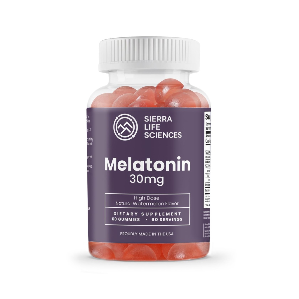 30mg Melatonina Gummy 124; Wysoka dawka Sleep Support dla dorosłych 124; Zaawansowane jednodniowe formowanie wykonane z polerowanych gumek 124; Wegan, Non-GMO (30 Count)
