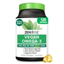 Zenwise Health Vegan Omega 3 Suplement - Burpless Omega 3 Suplement z DHA, EPA i DPA Kwasy tłuszczowe dla zdrowia immunologicznego - Alternatywa oleju rybnego od zrównoważonego oleju z alg morskich - 120 Softgels