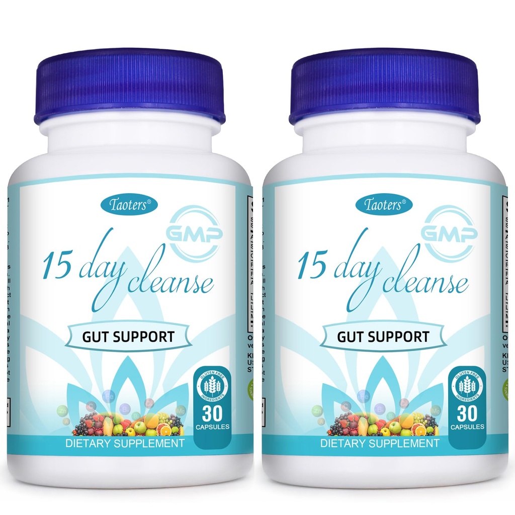 15 Day Cleanse Gut Support 2 Pack Reg 124; Broom Colon, Suplement detox z Senna, Cascara Sagrada i Pyllium Husk, dla mężczyzn i kobiet 124; Razem 60 Kapsułki