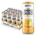 Optimum Nutrition Amino Energy Sflaging Hydration Drink, Electrolytes, Kofeina, Amino Acids, BCAA, Sugar Free, Mango Ananas Limeade, 12 Fl Oz, 12 Pack (Packaging May Vary)