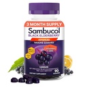 Sambucol Gummies Elderberry dla dorosłych z witaminą C; Cynk; Sambucus Gummies Elderberry dla immunologicznego wsparcia z wysokimi antyoksydantami; Gluten Free; Wegan; 1 Gummy Per Serving; 90 Count (90 Day Supply)