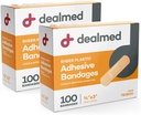 Dealmed Sheer Plastic Elastyczne opatrunki adhezyjne - 100 Hrabia (2 Pack) Bandaże z Non-Stick Pad, Latex Free, Opieka nad ranami dla pierwszego zestawu pomocy, 3 "x 3 / 4"