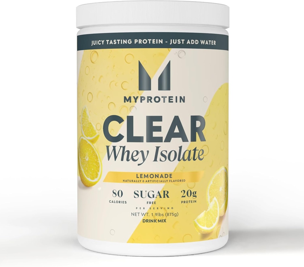 Myprotein Clear Whey Isolate Protein Powder, 1.9 Lb (35 Servings) Lemoniada, 20 g Białko na serwowanie, Natural Flavored Drink Mix, Codzienne spożycie białka dla najwyższej wydajności