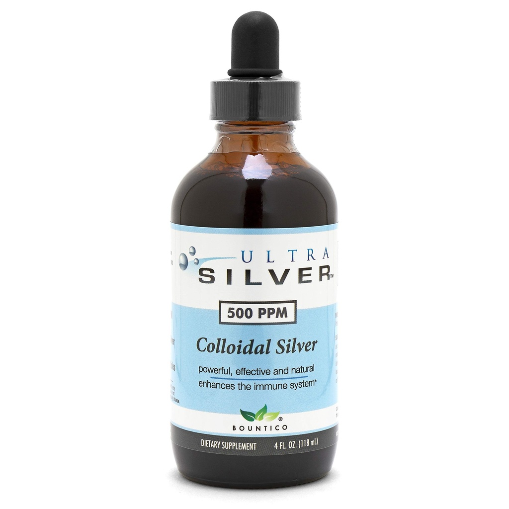 Ultra Silver ® Colloidalne srebro 124; 500 PPM, 4 Oz (118ml) 124; Mineral Liquid Supplement Supplement 124; Prawdziwe Colloidalne srebro - z Dropper