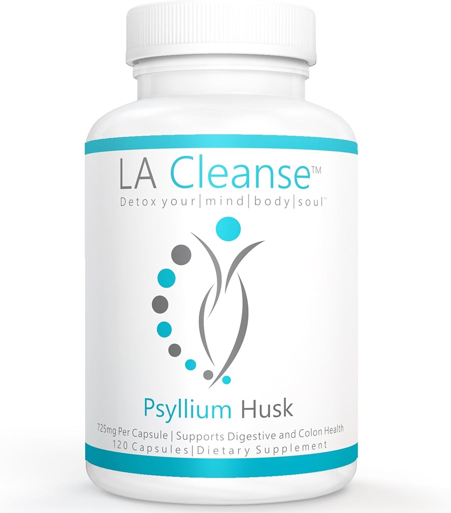 Psyllium Husk Fiber Supples Capsules - 120 Count - 725 mg Psyllium Husk Capsules for Complete Digestive Health & Weight Management - Esential Dietetic Supplements
