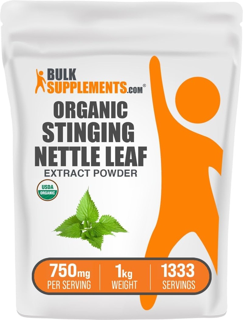 BulkSupplements.com Organic Stinging Nettle Extract Powder - Nettle Leaf Extract, Herbal Supplement - Vegan & Gluten Free, 750mg per Serving, 1kg (2,2 kg) (Opakowanie po 1)